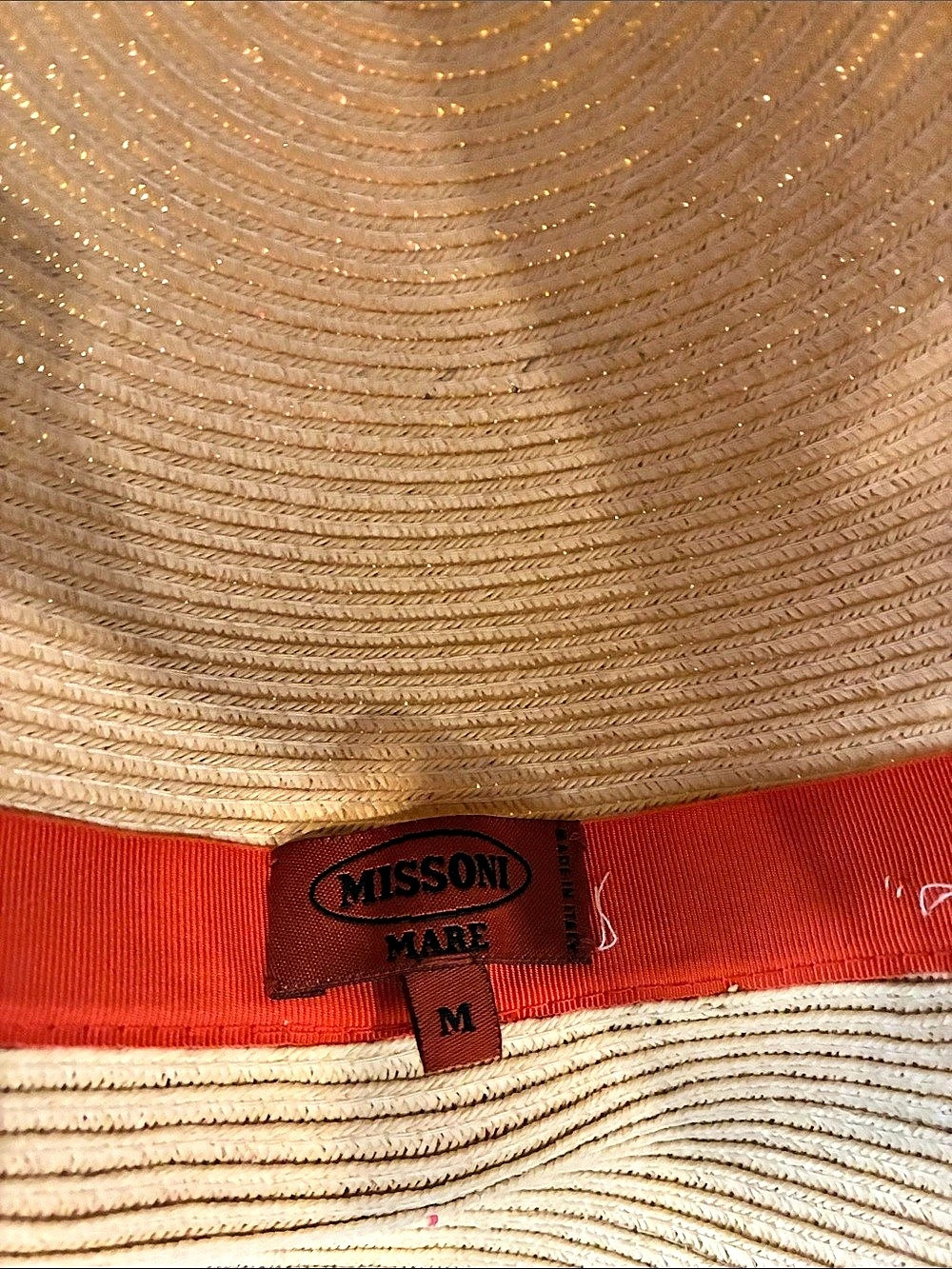 Missoni Mare Color Block Raffia Hat in Pink & Orange Size Medium Like New - Picture 3 of 3